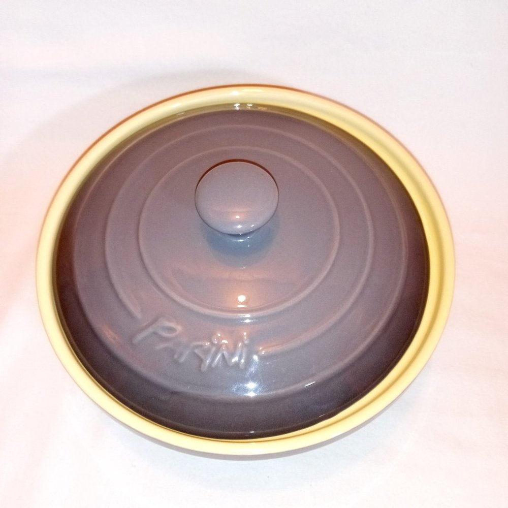 New Gray Parini Round Stoneware Casserole Serving Dish with Lid